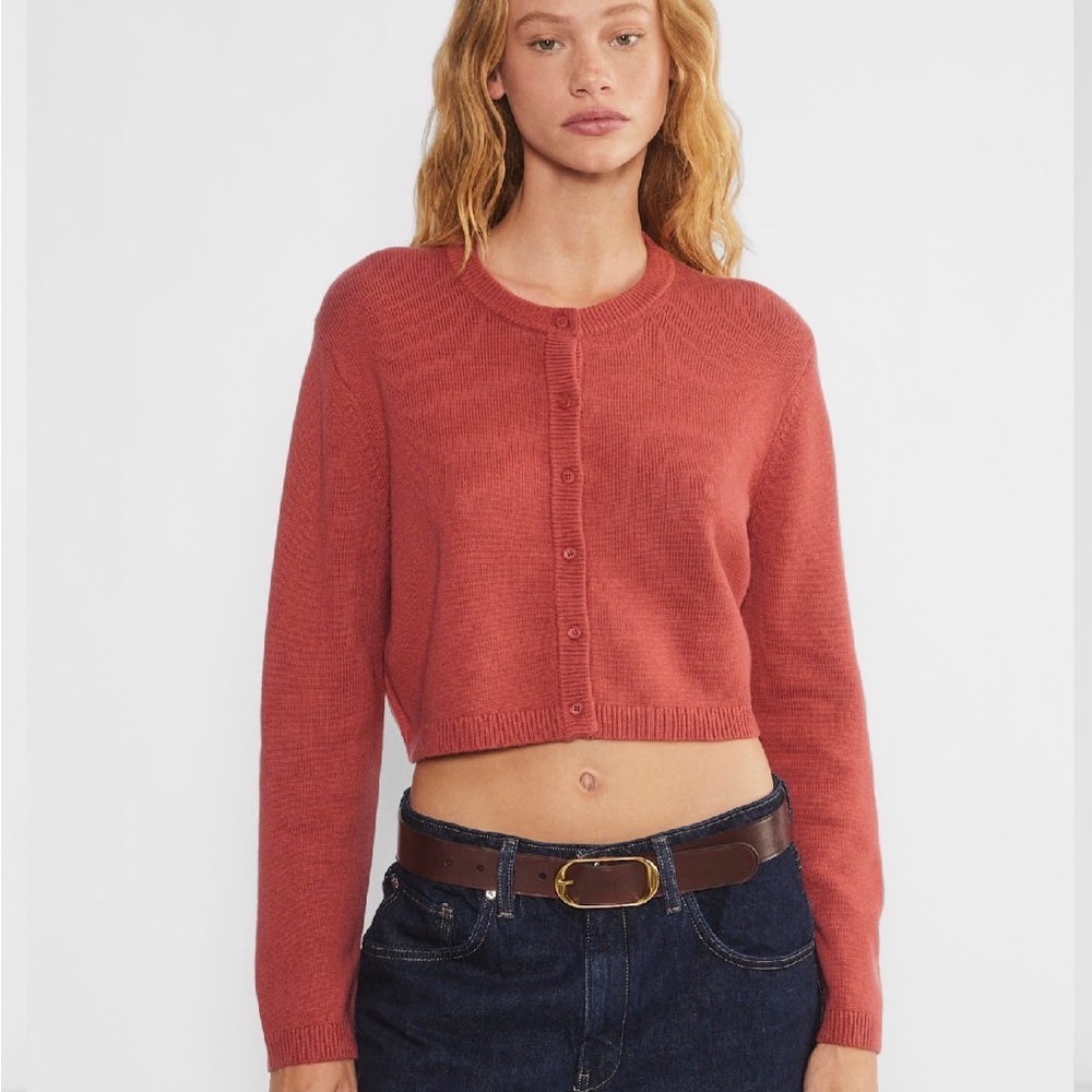 Wilfred Cropped Button-Up Cardigan - Terracotta